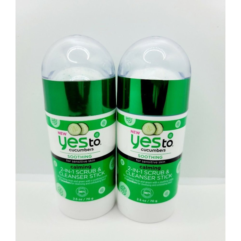 Yes To Cucumbers Soothing Calming 2-in-1 Scrub Cleanser Stick 2.5 oz ea 2pack